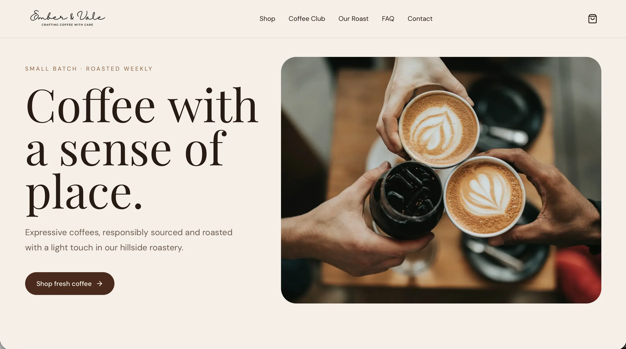 Pratonton projek laman web e-dagang Ember & Vale.